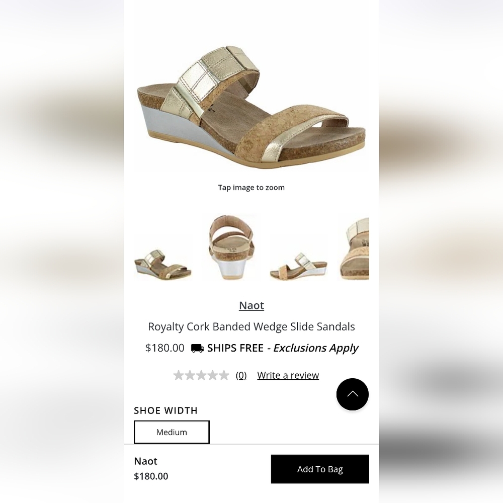 NAOT Royalty Cork Banded Wedge Slide Sandals Gold EU 39 US 8 Comfort - Picture 14 of 14